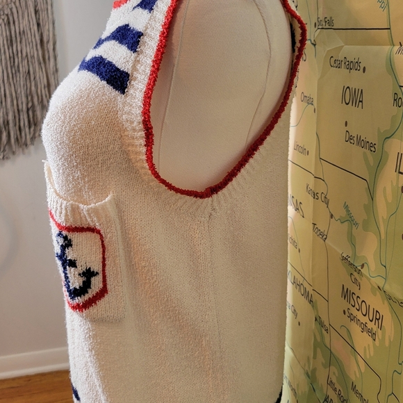 Keneth Too! Nautical Striped Sleeveless Sweater Size  L - Picture 4 of 14